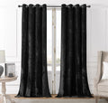 SMILETIME Black Crushed Velvet Curtains 52x96 inch Luxurious Thermal Insulated Soundproof Drapes for Living Room Bedroom Office Soft and Durable Light-Filtering Window Treatments, 2 Panels