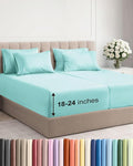 Extra Deep Split King Sheet Set - 7 Piece Breathable and Cooling Sheets - Hotel Luxury Bed Sheets Set - Easy Fit - Soft, Wrinkle Free and Comfy Sheets Set - Spa Blue Sheet Set with Extra Deep Pockets