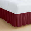 Rajlinen Ruffled Bed Skirt Queen, 14 Inch Drop Dust Ruffle with Split Corners, 100% Microfiber Bedskirt with Platform, Three-Sided Coverage Ruffled Gathering Design, Burgundy