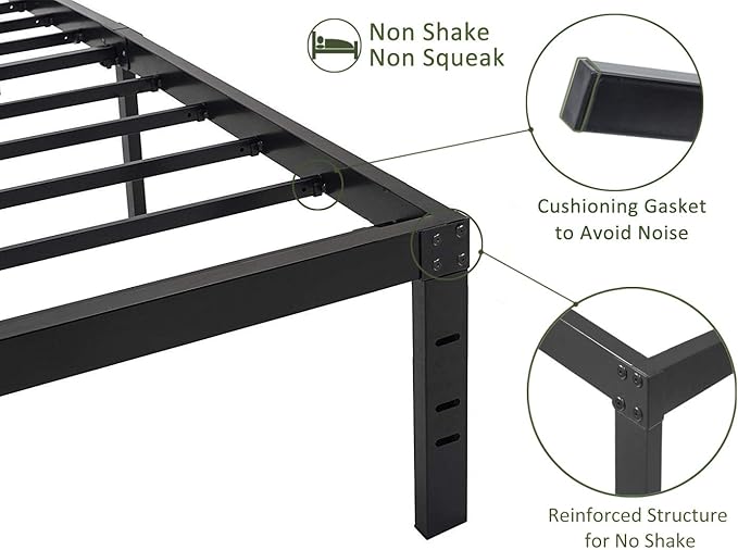 45MinST 18 Inch Maximum Storage Bed Frame/Reinforced Platform /3500lbs Heavy Duty/Easy Assembly/Mattress Foundation/Steel Slat/Noise Free, Twin XL