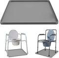 Bedside Commode Mat for Floor Protector - Silicone Bedside Toilet Mats for Seniors with Raised Edge Recyclable Non-Slip Commode Pad Under Portable Bedside Commode Adults Potty Chair (Gray, 24"X20")