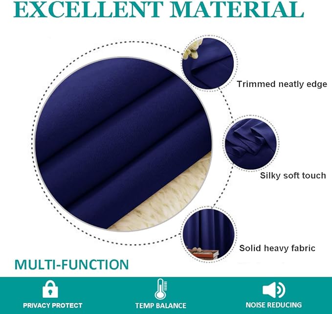 NICETOWN Blackout Window Curtain Panel - Home Fashion Thermal Insulated Room Darkening Drapery for Bedroom & Living Room, 52W x 95L, 1 Panel, Dark Blue