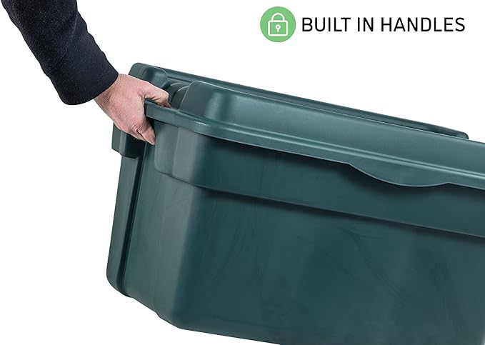 Rubbermaid ECOSense High-Top Storage Totes 28 Gal Pack of 3 Durable, Reusable, Large Plastic Storage Bins with Resting Hinged Lid, Made from Recycled Materials