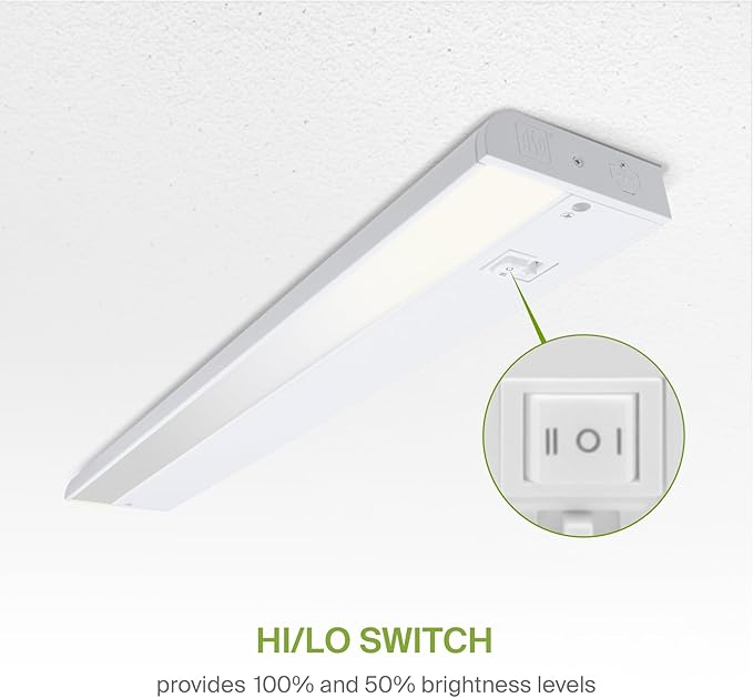 ASD 18 Inch LED Under Cabinet Lighting Plug in or Hardwired, High/Low/Off Switch, 8W 120V 3 CCT 2700K/3000K/4000K CRI90+, Triac Dimmable Linkable Under Counter Lights for Kitchen, ETL Listed, White