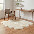 Super Area Rugs Premium Genuine Sheepskin Rug 5' x 6' Long Fur Soft & Natural Shaggy Living Room Rug, Champagne Cream, Six Pelt