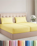 Split King Size 5 Piece Sheet Set - Comfy Breathable & Cooling Bed Sheets Set - Hotel Luxury Bedding for Women, Men, Kids, Teens, Boys & Girls - Deep Pockets, Soft, Wrinkle Free - Oeko-Tex - Yellow