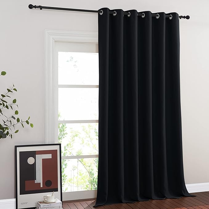 NICETOWN Black Out Sliding Door Curtain 102 inches Long, Grommet Thermal Insulated Patio Door Curtains Room Divider Drape Window Treatment for Bedroom/Living Room, 1 Panel, W80 x L102