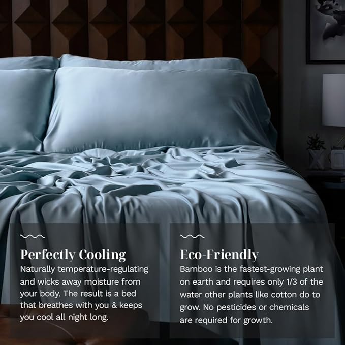 LUXOME Luxury Sheet Set | 100% Rayon (Viscose) from Bamboo | Full Size - Surf | Deep Pockets | 4-Piece Set (Fitted, Flat, 2 Pillowcases)