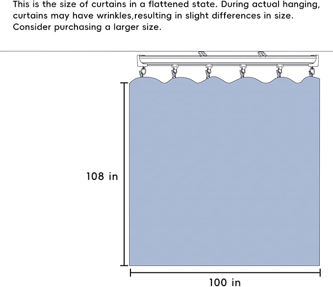 Room Divider Ceiling Mounted Curtains Track Sets Extra Wide Blackout Curtain Flexible Tracks for Bedroom Privacy Partition Separator, 1 Panel Black Drape and White Rail, W8.3 x H9ft