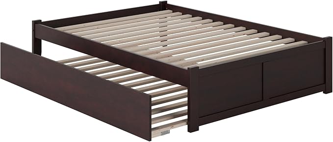 AFI Concord Queen Size Platform Bed with Footboard & Twin XL Trundle in Espresso