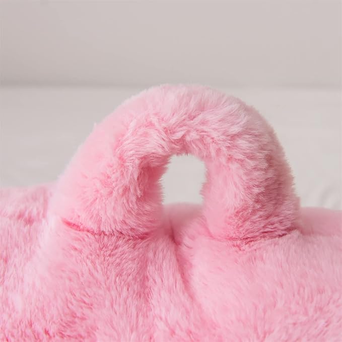 Holawakaka Standard Faux Fur Bed Rest Pillow with Arms, Rabbit Fur Reading Pillows Perfect for Adults, Teens, Kids, Arm, Back, Pregnancy Lumbar & Head Neck Coccyx Lower Back Support Cushion (Pink)
