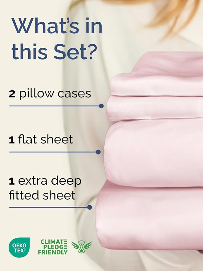 Extra Deep Twin XL Sheet Set - 4 Piece Breathable & Cooling Sheets - Hotel Luxury Bed Sheets Set - Easy Fit - Soft, Wrinkle Free & Comfy Sheets Set - Lavender Pink Sheet Set with Extra Deep Pockets