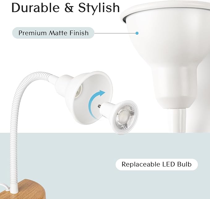 Solfres Patented Innovative Design Headboard Reading Light. No Drilling Golden Book Light for Bedtime Reading. Dimmable LED Book Reading Lamp with Bulb. Movable & Flexible, White