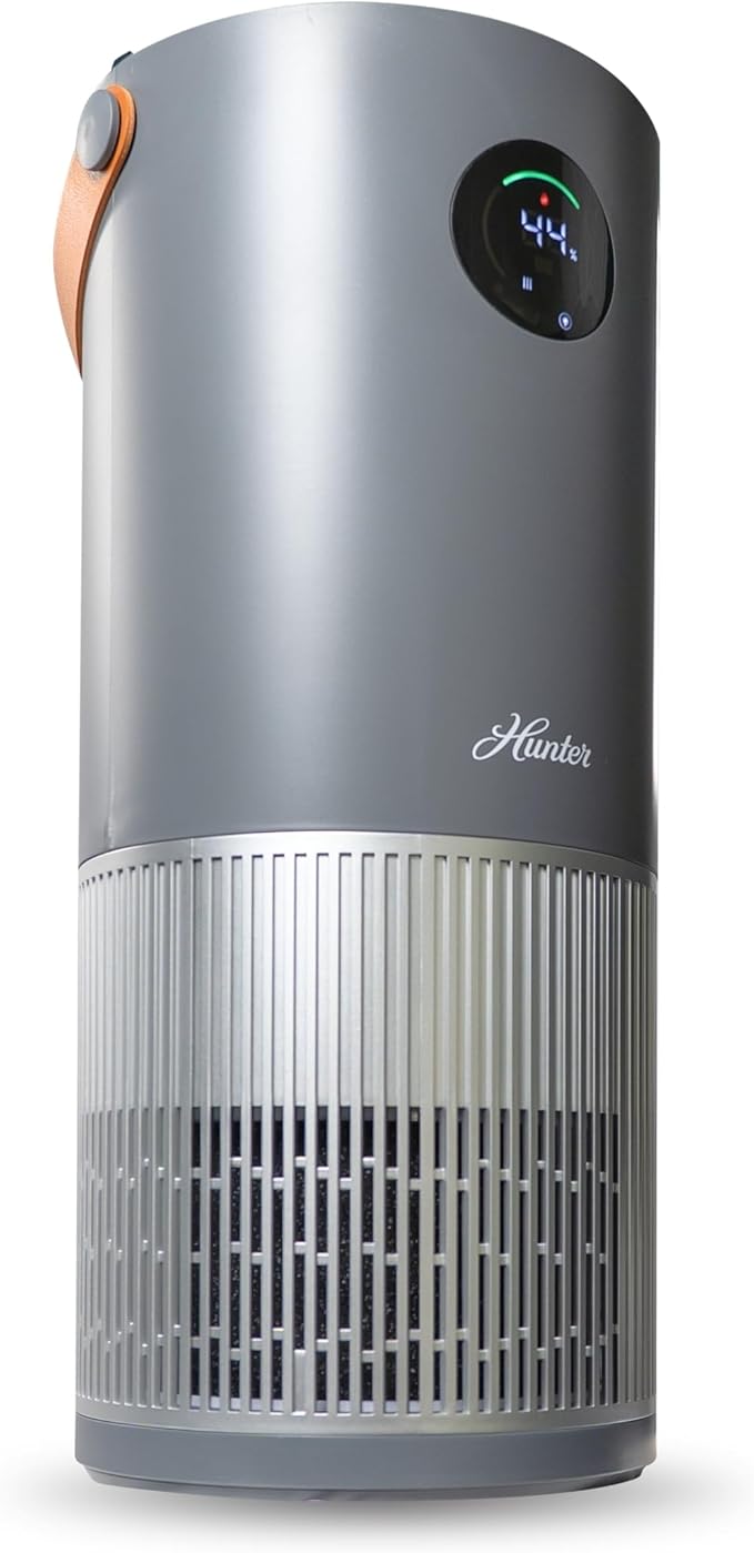 Hunter Fan Company Humidifier and Air Purifier In One, Advanced Filtration Air Purifiers for Home, Air Purifiers for Home Pets, Humidifiers for Bedroom and Humidifiers for Bedroom Baby, Grey/Silver
