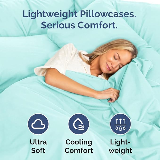 Queen Pillow Cases Set of 8 - Ultra Soft Hotel Quality Pillowcase Covers - Comfy, Cozy & Wrinkle Free - Shrink, Stain and Fade Resistant - Machine Washable Pillow Protectors - 8 Piece Set - Spa Blue