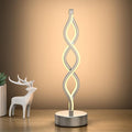NUÜR Infinity Spiral LED Table Lamp Silver, Dimmable Metallic Bedside Lamp with Touch Controller, 3 Colour Temperature, 15.8 Inch Height, Decorative Lamp for Home, Living Room