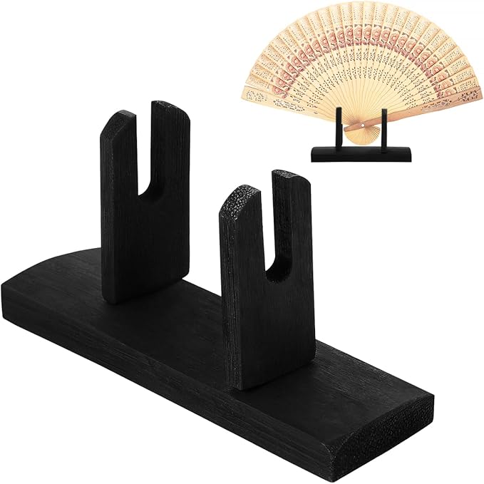 BESPORTBLE Wooden Hand Fan Stand Japanese Style Folding Fan Holder Portable Foldable Rack Display Base for Home Decoration
