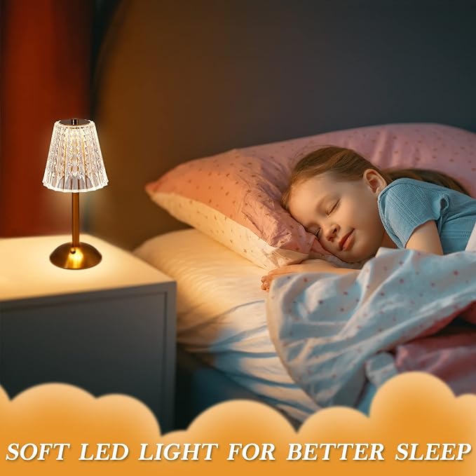 Liliful 2 Pcs Cordless Table Lamp Rechargeable Touch LED Small Gold Portable Battery Operated USB-c Desk Lamp 3 Color Dimmable for Bedroom Living Room Dining (Gold,Classic Style)