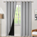 BGment Thermal Insulated 100% Blackout Curtains for Bedroom with Black Liner, Double Layer Full Room Darkening Noise Reducing Grommet Curtain (52 x 90 Inch, Light Grey, 2 Panels)