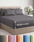 Extra Deep Full Sheet Set - 6 Piece Breathable and Cooling Sheets - Hotel Luxury Bed Sheets Set - Easy & Secure Fit - Soft, Wrinkle Free and Comfy Sheets Set - Grey Sheet Set with Extra Deep Pockets