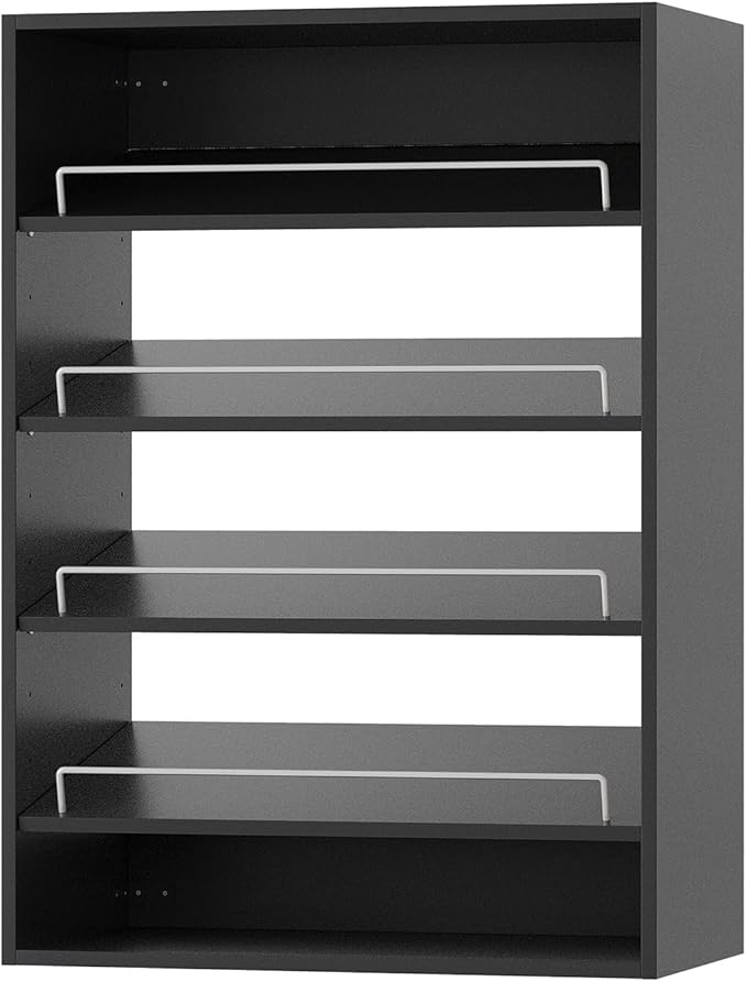 Shoe Shelf Short Tower Closet Unit, Modular Closet System, Wood Closet System Organizer with Storage for Walk In Closets, Clothing Rack for Hanging Clothes, Bedroom, Black, 19.5"W