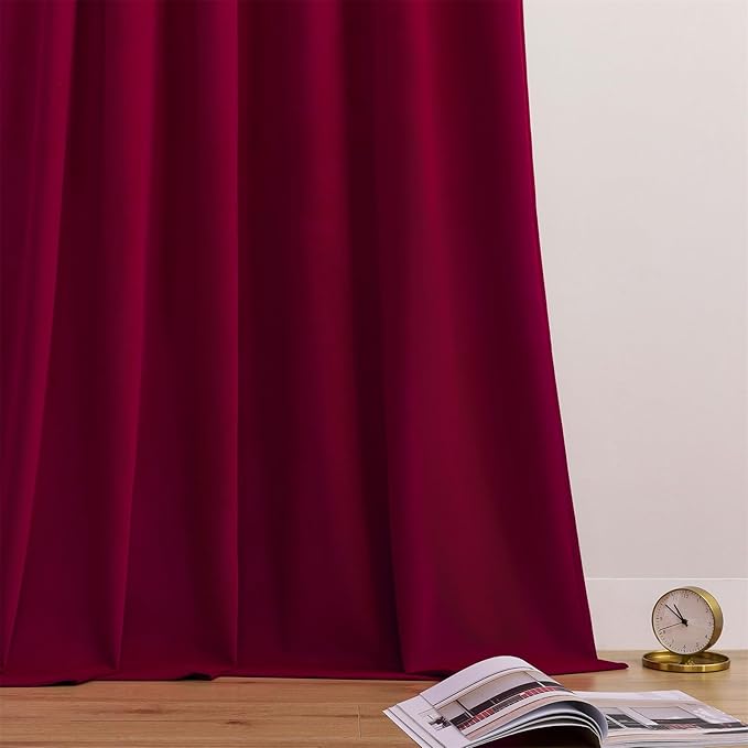 Joydeco Customized Curtains, 100% Blackout Curtains for Bedroom and Living Room, Heavy Duty Luxury Thermal Insulated Red Velvet Curtains Rod Pocket & Back Tab 1 Panel, Custom Size