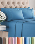 King 6 Piece Sheet Set - Cooling, Comfy & Breathable - Hotel Luxury Bedding, Includes Fitted Sheet for Women, Men, Kids & Teens - 1 Flat, 1 Fitted Sheet, 4 Pillowcases with Deep Pockets - Denim Blue