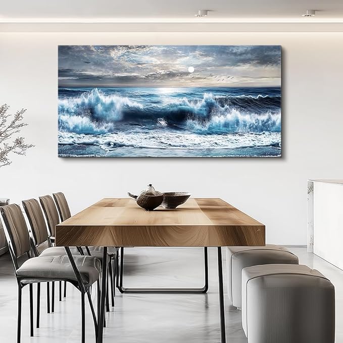 ERQINHUA Large Wall Art For Living Room Canvas Wall Decor For Bedroom Marine Landscape Painting Restaurant Office Canvas Art Prints Pictures Artwork Ready To Hang Bathroom Home Decorations 20"x40"
