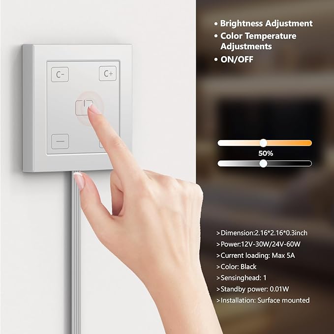 VST Under Cabinet Lighting, Work with Touch Switch – Solderless Linkable Gapless Under Counter Lights for Kitchen Liquor Cabinet Closets (6 Lights Bar Kit)