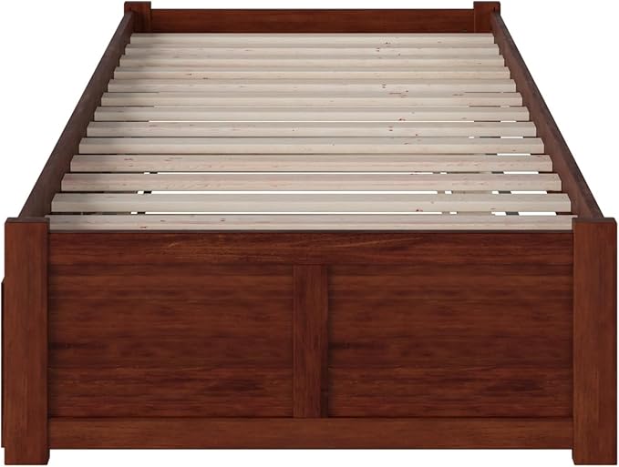 AFI Concord Twin XL Size Platform Bed with Footboard & Twin XL Trundle in Walnut