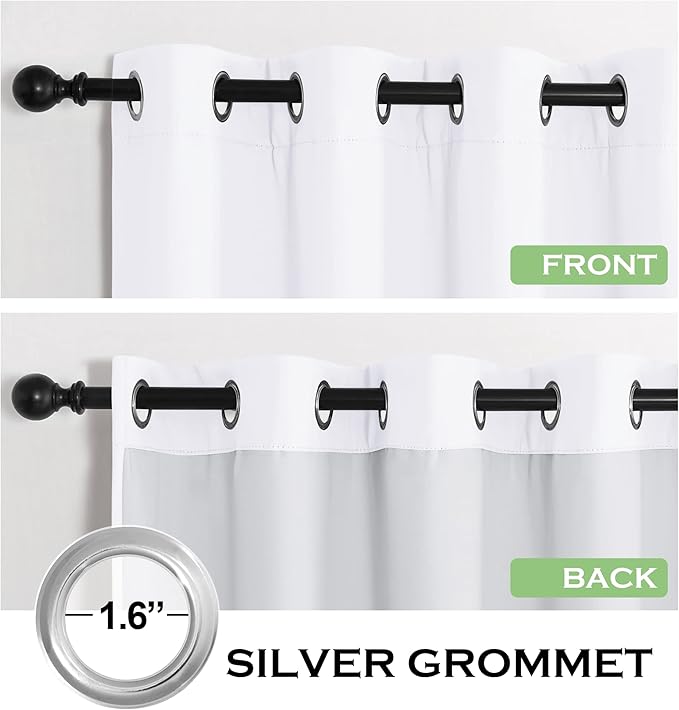 KGORGE 4-in-1 Soundproof Anti Dust 100% Blackout Curtains with Melt-Blown Layer Thermal Insulating Window Treatment Drapes for Living Room Bedroom Kis Nursery, W 52 x L 84, White, 2 Panels