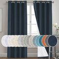 PrinceDeco Primitive Textured Linen 100% Blackout Curtains for Bedroom/Living Room Energy Saving Window Treatment Curtain Drapes, Burlap Fabric with White Thermal Insulated Liner (52 x 96 Inch, Navy)