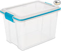 Sterilite 18-Pack Gasket Box, Weather-Resistant Storage Bins with Latching Lids, 20 Quart - Heavy-Duty Organizing Containers for Closet, Bathroom, and Office