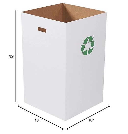 Box USA 40 Gallon 18" L x 18" W x 30" H 10-Pack Cardboard Trash Cans and Recycling Bins, Reusable or Disposable Pop Up Garbage Boxes for Parties, Outdoor Events, Heavy Duty, Recycle