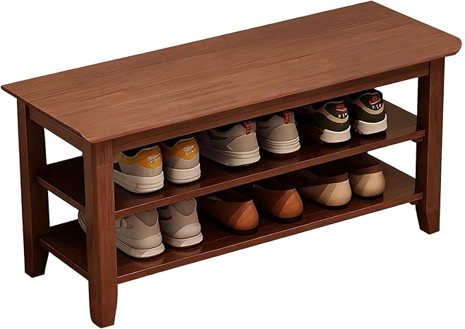 Shoe Rack Bench for Front Door Entrance, Solid Wood Shoe Bench for Closet, Entryway, Mudroom, Hallway, 31.5 inches