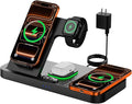 Dual Phone Magnetic Wireless Charging Station for Apple Devices/Apple Ecosystem,with Auto-Switch 7-Color Light & Clock, Compatible with iPhone 17/16/15, for iWatch 11/10/9 & AirPods Pro3（Black