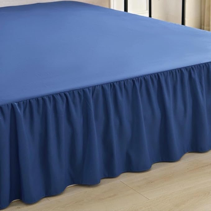Bed Skirt Full Size Ruffled Bed Skirt with Split Corners, Navy Blue, Full Bed Skirts 14 Inch Dropr with Platform, 14'' Full
