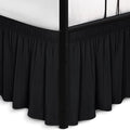 Biscaynebay Wrap Around Bed Skirts with Split Corners for Queen Beds 18" Drop, Black Adjustable Elastic Dust Ruffles Easy Fit Wrinkle Resistant Silky Luxurious Fabric Machine Washable