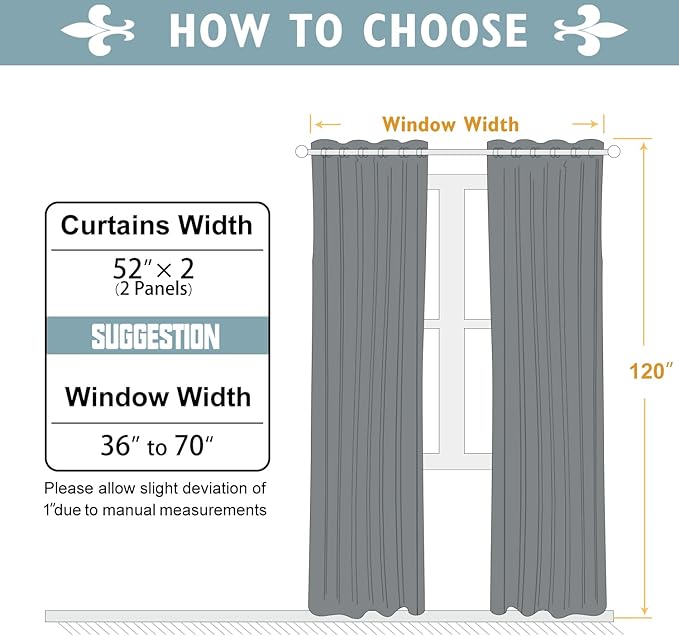 ChrisDowa Blackout Curtains 120 Inches Long 2 Panels Set for Living Room, Grommet Thermal Insulated Room Darkening Curtains for Bedroom (Stone Blue, 52 x 120 Inch)