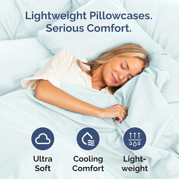 King Pillow Cases Set of 2 - Ultra Soft Hotel Quality Pillowcase Covers - Comfy, Cozy & Wrinkle Free - Shrinkage, Stain and Fade Resistant - Machine Washable Pillow Protectors - 2 Piece Set - Ice Blue