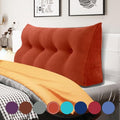 WOWMAX 100% Cotton Corduroy Headboard Pillow – Full Size Back Support Reading Wedge for Bed & Daybed, Plush Handmade Bolster Cushion with Removable Cover, Cozy Bed Rest Pillow, Rusty Orange
