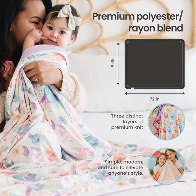Copper Pearl Jumbo 3-Layer Baby Blanket: Soft Quilts for Boys & Girls | Breathable, Cozy Toddler Blanket | Newborn Quilt | 46x46 Premium Polyester/Rayon | Strawberry