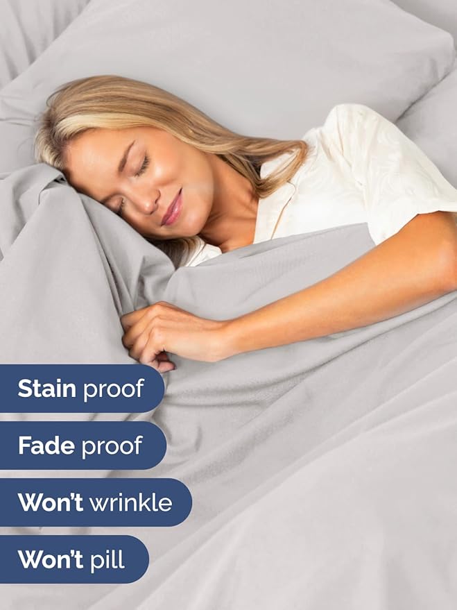 Extra Deep Split King Sheet Set - 7 Piece Breathable & Cooling Sheets - Hotel Luxury Bed Sheets Set - Easy Fit - Soft, Wrinkle Free & Comfy Sheets Set - French Grey Sheet Set with Extra Deep Pockets