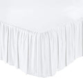 KRISHNA Ruffled Bed Skirt with Split Corners Twin, 100% Microfiber Hotel Quality, 12 Inch Drop Dust Ruffle Gathered Bedskirt with Platform, 39" x 75", White