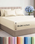 Extra Deep Full Sheet Set - 6 Piece Breathable & Cooling Sheets - Hotel Luxury Bed Sheets Set - Easy & Secure Fit - Soft, Wrinkle Free & Comfy Sheets Set - Off White Sheet Set with Extra Deep Pockets