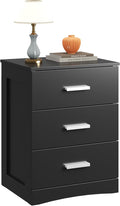 WLIVE Black Night Stand with 3 Drawers, Small Wooden Nightstand, Bed Side Table for Bedroom, Living Room, Dorm, Modern Minimalist Bedside Table, 12.9" D x 16" W x 21.6" H