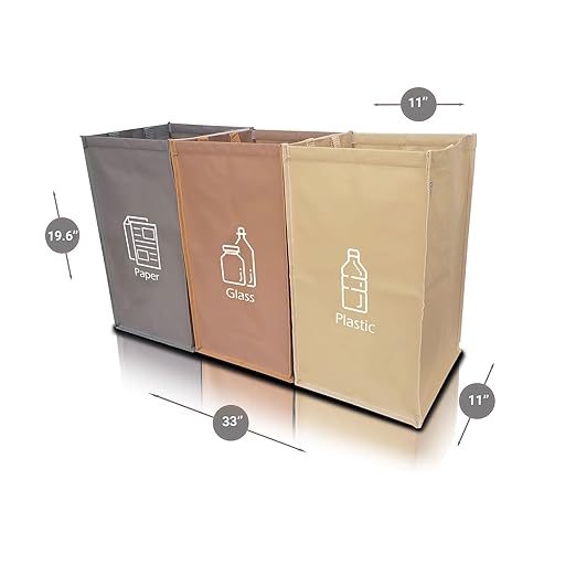 NYIKA - Recycling Organizer - Reusable Recycling Bags - Recycling Sorter - Trash Sorting Bins - 3 Compartment Recycle - Pack of 3 Bags