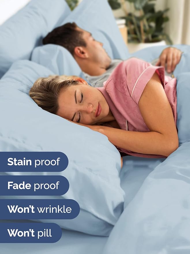 Extra Deep King Sheet Set - 6 Piece Breathable & Cooling Sheets - Hotel Luxury Bed Sheets Set - Easy & Secure Fit - Soft, Wrinkle Free & Comfy Sheets Set - Sky Blue Sheet Set with Extra Deep Pockets