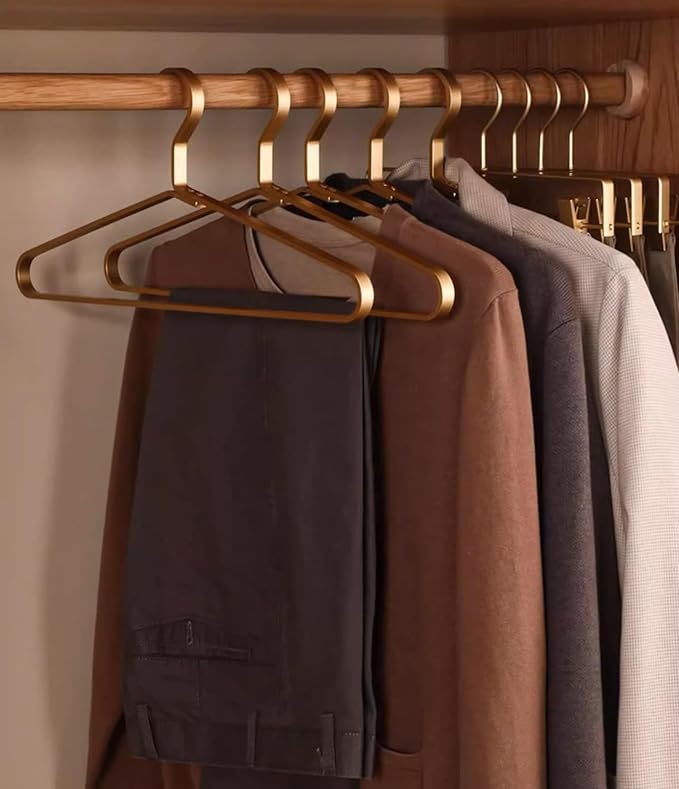 Premium Matte Gold Aluminum Coat Hangers 90 Piece Set, 16.5” Extra Smooth & Durable Metal Shirt Dress Hanger,Aluminum Alloy Hanger,Clothing Support,Clothing Hang