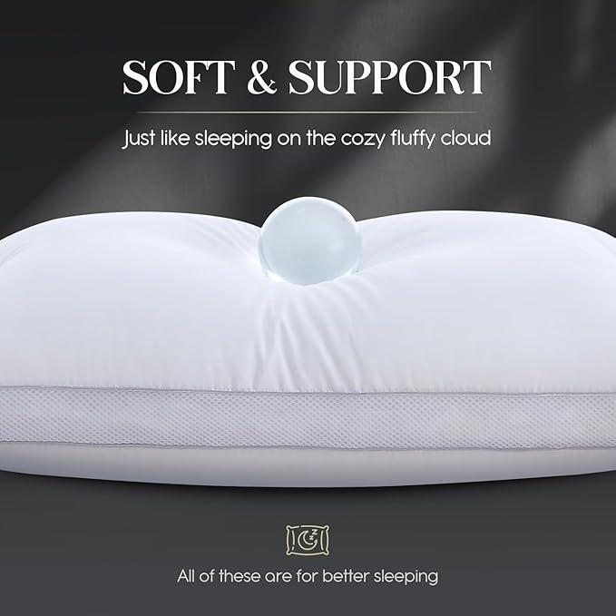 Goose Down Bed Pillows King Size Set of 2 (White), Hotel Collection Pillows for Sleeping, Gusseted Pillow for Side, Back, or Stomach Sleepers, 20" x 36"